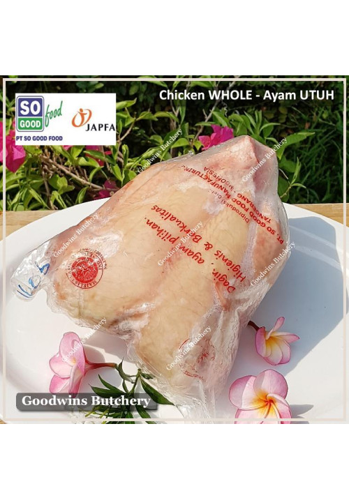 Chicken WHOLE ayam broiler utuh frozen SoGood Food size LARGE +/- 1.6kg (price/kg)